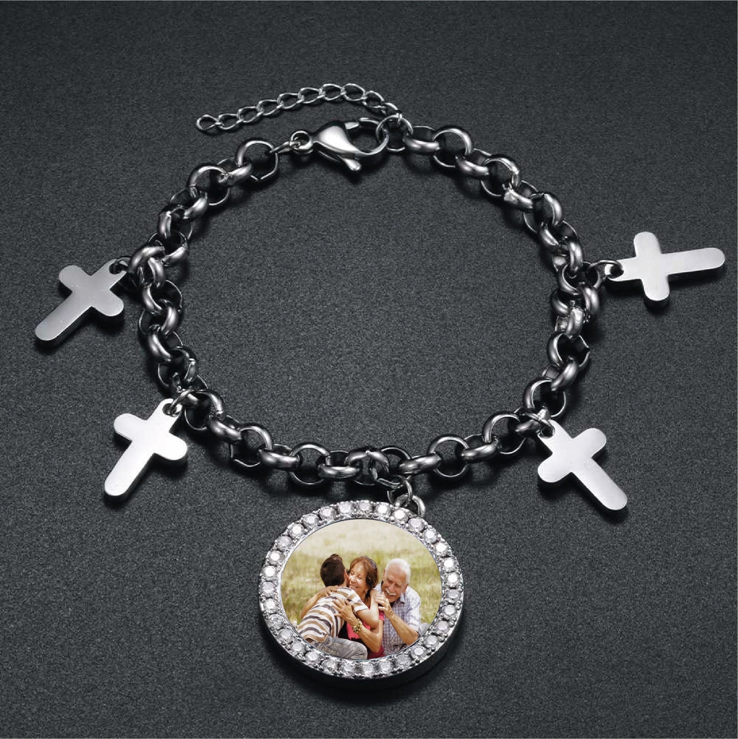 Silver Cross Memory Bracelet