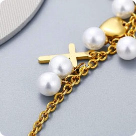 Pearls & Crosses Memory Bracelet