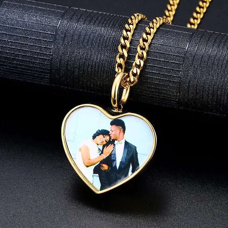 Solid Heart Keepsake Photo Necklace