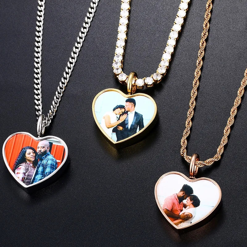 Solid Heart Keepsake Photo Necklace
