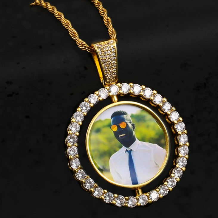 Rotating Double Side Photo Necklace