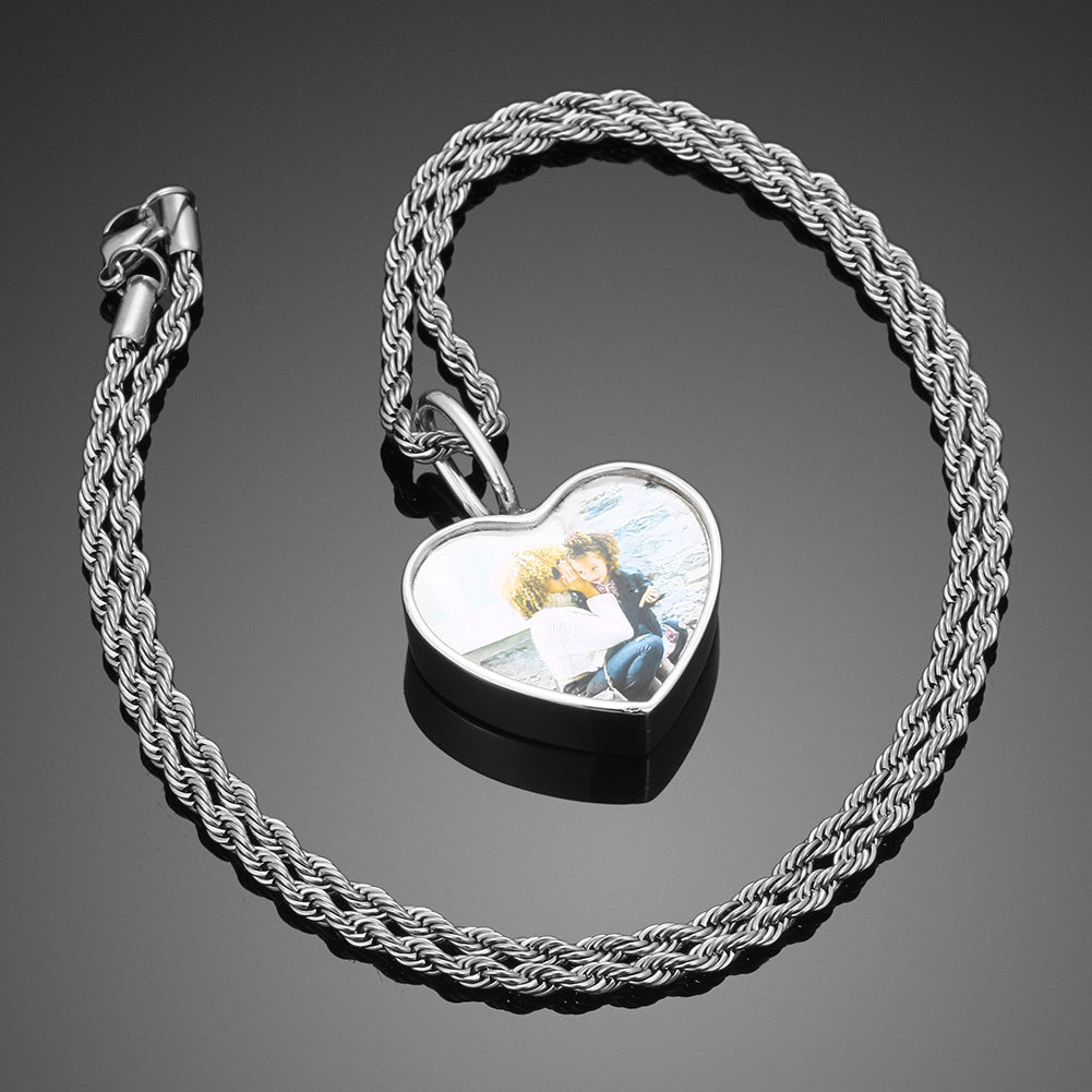 Solid Heart Keepsake Photo Necklace