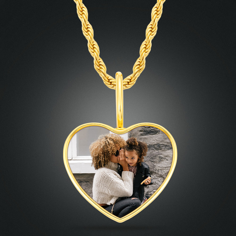 Solid Heart Keepsake Photo Necklace