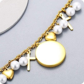 Pearls & Crosses Memory Bracelet