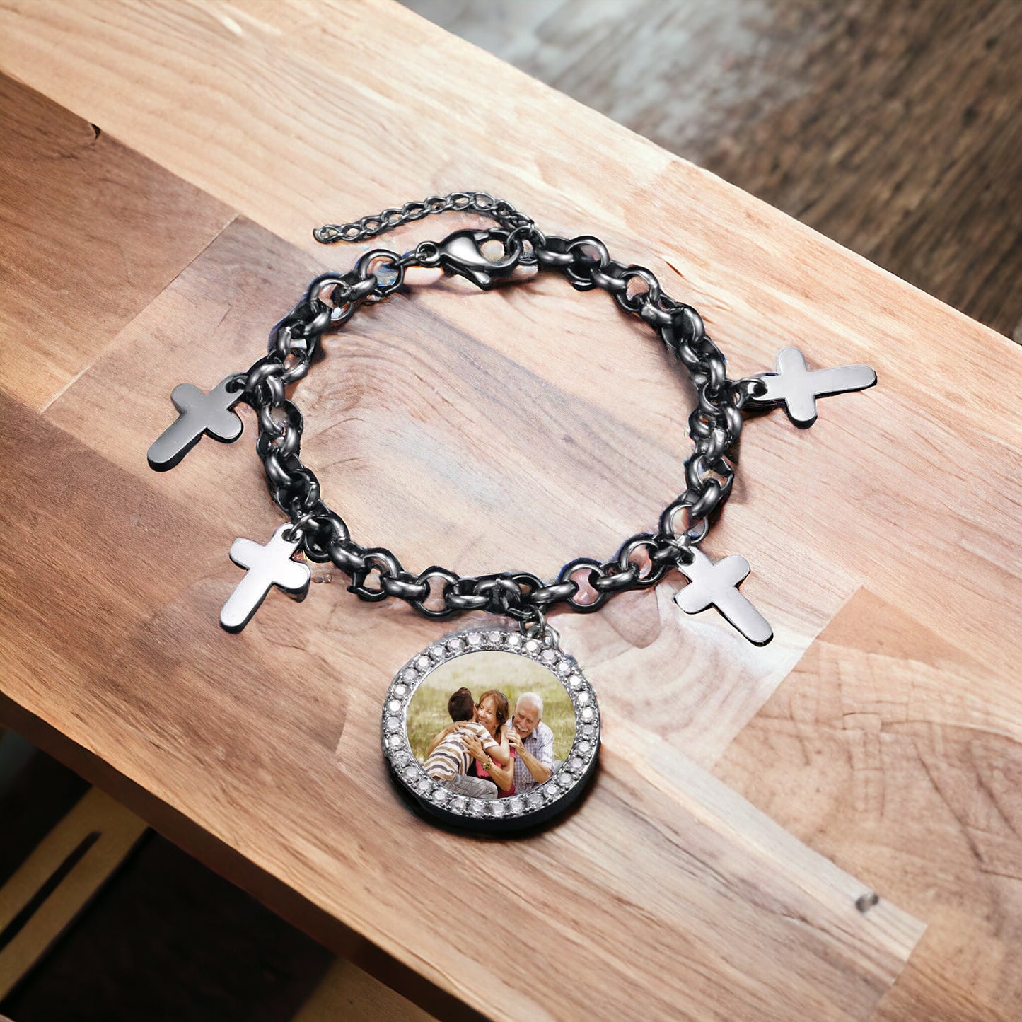 Silver Cross Memory Bracelet