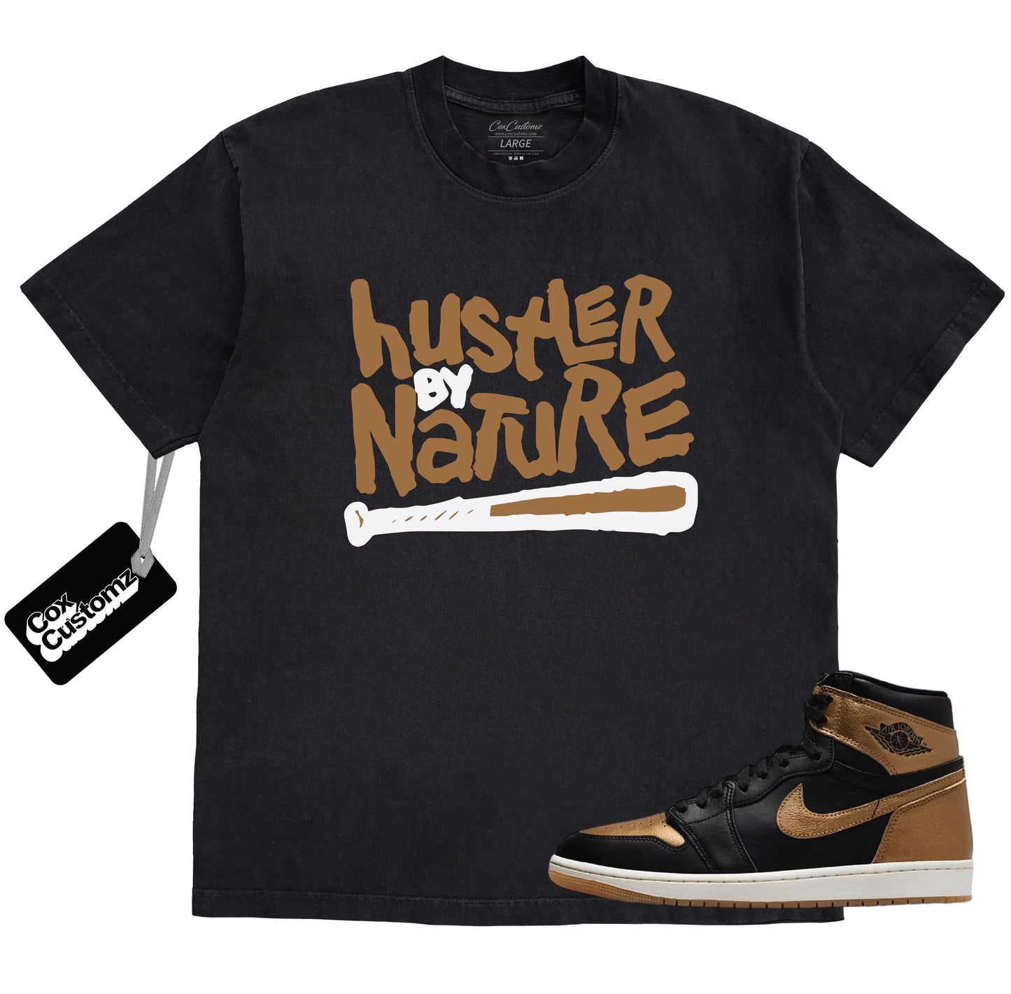 Hustler Nature Tee Black & Gold 1’s