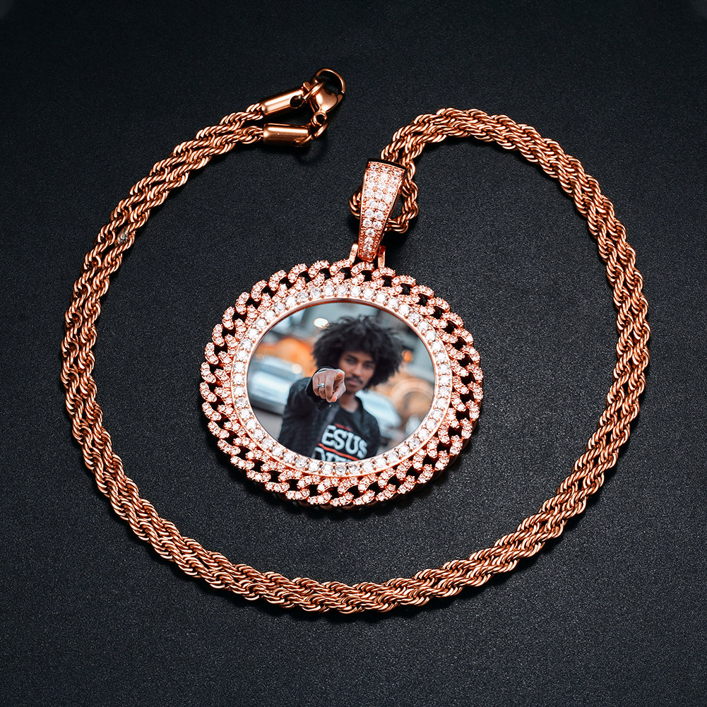 Chain Round Photo Necklace