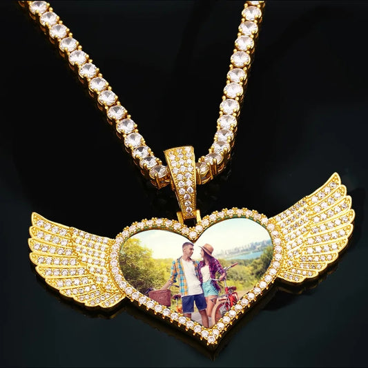 Wingz Heart Photo Necklace