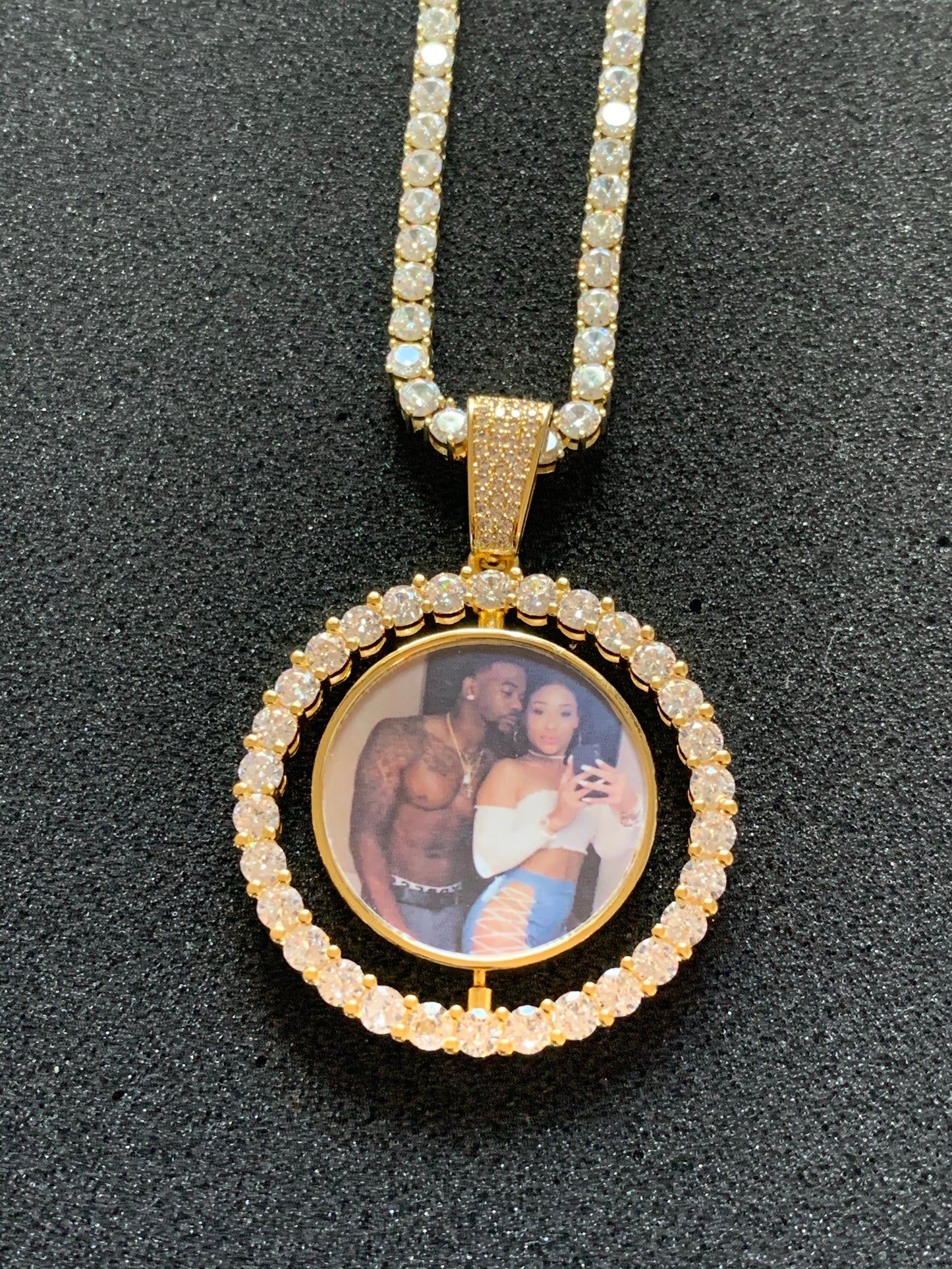Rotating Double Side Photo Necklace